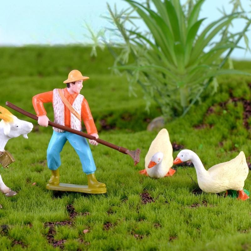 Farmland Worker Pig Horse Cow Sheep Duck Animal Model Figurine Goat Home Decor Miniature Fairy Garden Decoration Accessories Image Of Fairy Garden Supplies