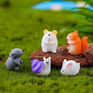 Lovely Mouse Rabbit Snail Squirrel Small Statue Little Figurine Crafts Figure Ornament Miniatures Decoration Photo Of Fairy Garden Supplies