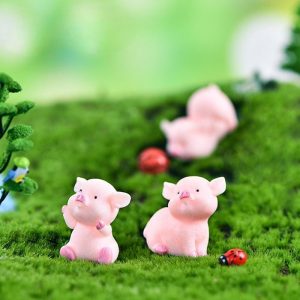 1 Piece Cartoon Pink Pig Naughty Pigs Animal Doll Toy Model Statue Figurine Ornament Miniatures Home Picture From Fairy Garden Supplies