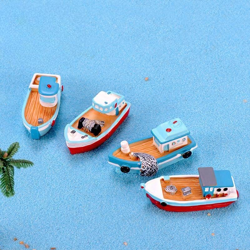 Boat Yacht Mediterranean Sea Model Figurine Aquarium Ornament Craft Decor Miniature Home Fairy Garden Decoration Accessories Image From Fairy Garden Supplies