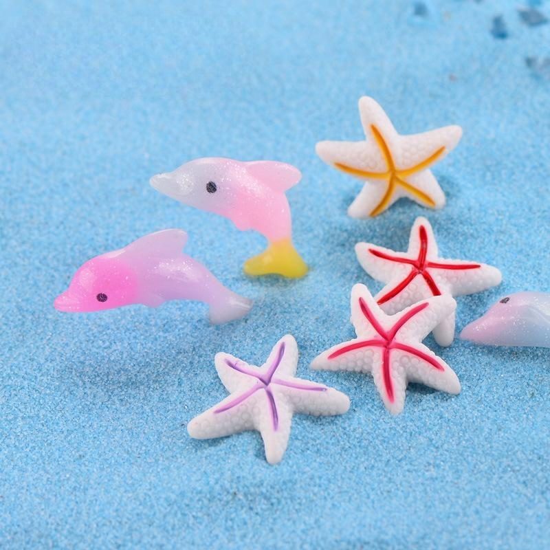 1 Piece Sea Zoo Dolphin Starfish Sea Fish Star Model Small Statue Figurine Little Crafts Ornament Miniatures Home Decor Picture Of Fairy Garden Supplies