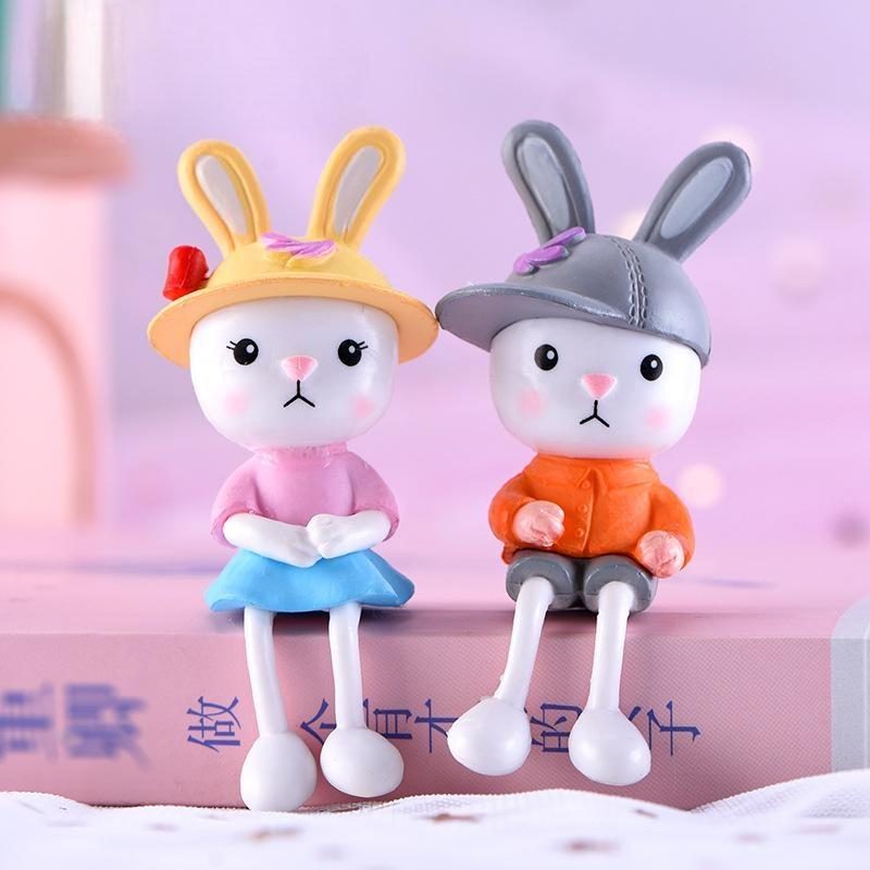 Mini Fairy Garden Animals Cartoon Long Legged Rabbit Figurine Dolls Pot Bonsai Resin Car Interior Decoration Terrariums Fairy Garden Decoration Wholesale Fairy Garden Accessories Supplies Lovely Mini Rabbit Small Kids Toys