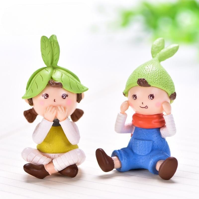 Cute Girls Gnome Figurine Miniature Fairy Garden Decor Micro Landscape Succulent Handmade Craft Gift Keychain Accessory Photo Of Fairy Garden Supplies