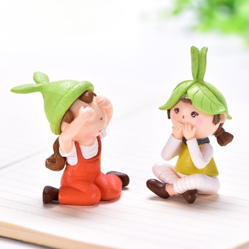 Cute Girls Gnome Figurine Miniature Fairy Garden Decor Micro Landscape Succulent Handmade Craft Gift Keychain Accessory Photo Of Fairy Garden Supplies