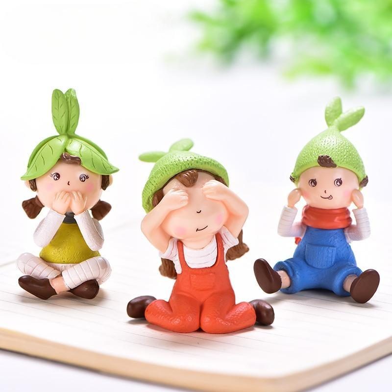 Cute Girls Gnome Figurine Miniature Fairy Garden Decor Micro Landscape Succulent Handmade Craft Gift Keychain Accessory Photo Of Fairy Garden Supplies