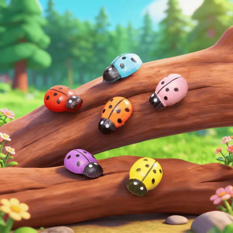 Mini Fairy Garden Ladybird Red Beetle Ladybug Fairy Doll Micro Landscape Decoration Fairy Garden Accessories Wood Craftwork Beetle Coccinella Septempunctata Small Ladybird Diy Fairy Garden Supplies