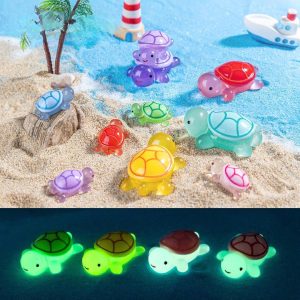 Luminous Cartoon Tiny Tortoise Statues Mini Marine Animal Figurines Diy Craft Charms Micro Landscape Ornaments Blind Box Blind Bag Small Decorations