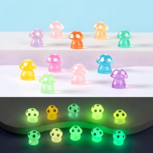 Glow In The Dark Mushroom And Fluorescent Moss Miniatures Cute Fairy Garden Accessories Micro Landscape Terrarium Decor Diy Mini Garden Ornaments