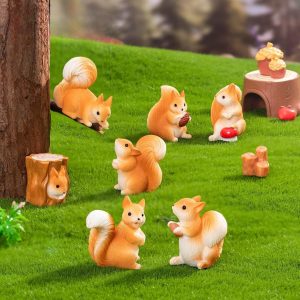 Mini Squirrel Garden Figurine – Moss Terrarium Diy Accessories Miniature Fairy Garden Decor Cute Landscaping Ornament
