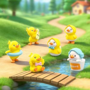 Cute Raincoat Little Duck Pvc Figurines Mini Animal Models For Micro Landscape Diy Gardening Plastic Craft Ornaments Desktop Car Dashboard Mini Decorations