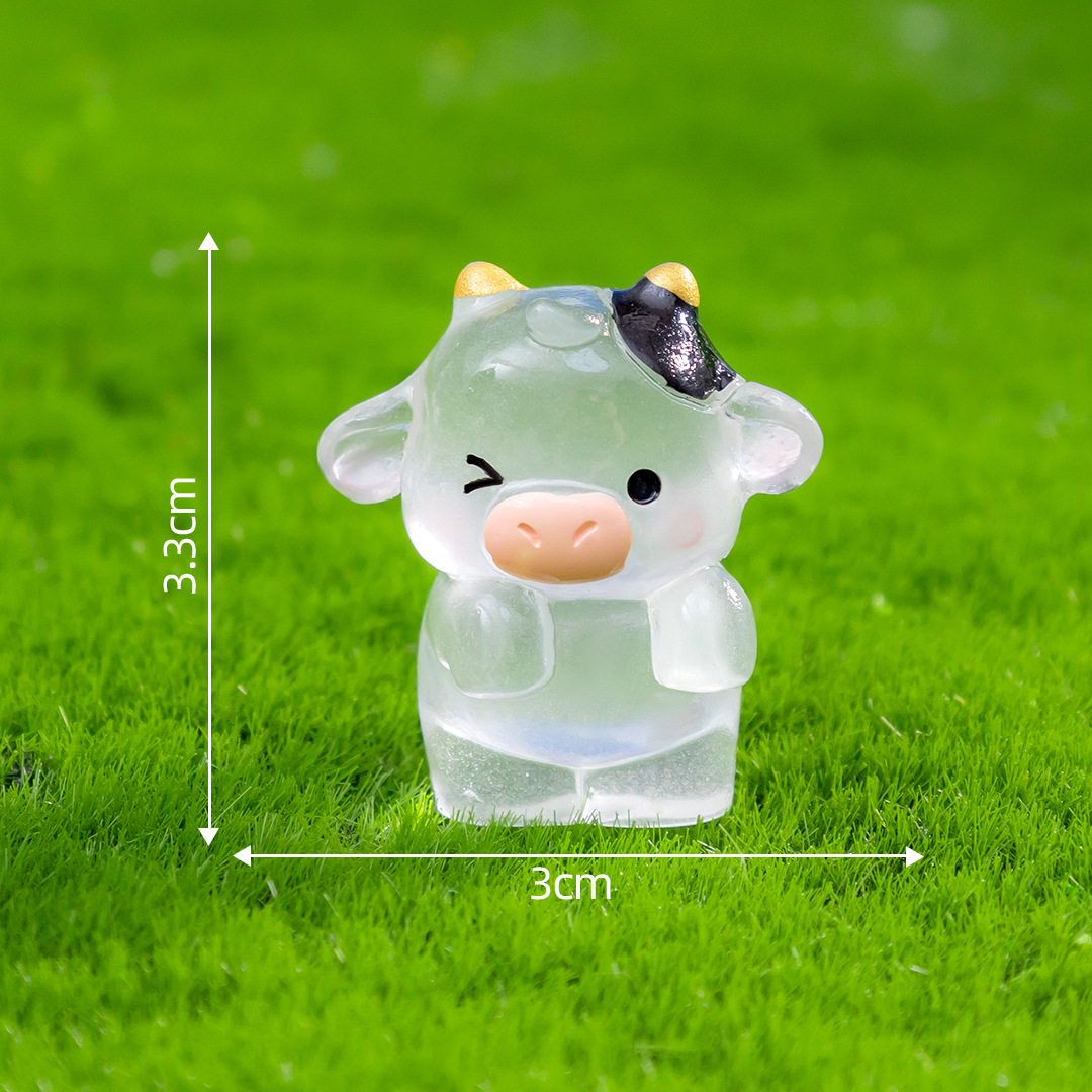 Cute Glow-in-the-dark Cow Resin Mini Figurines Diy Gardening Landscape Accessories For Moss Terrarium Micro Landscape Tiny Tabletop Mini Ornaments Cute Glow-in-the-dark Cow Resin Mini Figurines Diy Gardening Landscape Accessories For Moss Terrarium Micro Landscape Tiny Tabletop Mini Ornaments